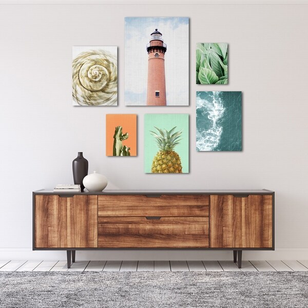 Modern Coastal Beach House Canvas Photography Art Set