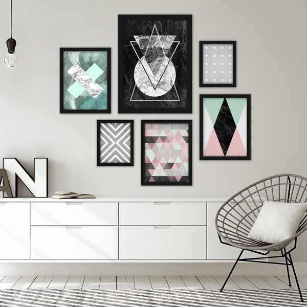Modern Geometric Abstract Framed Art Set