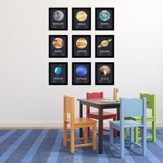 Solar System Planets 9 Piece Framed Print Gallery Wall Art Set - Bed ...