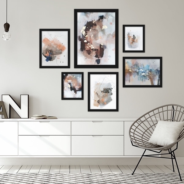 Contemporary Abstract Blush Tones Framed Art Set