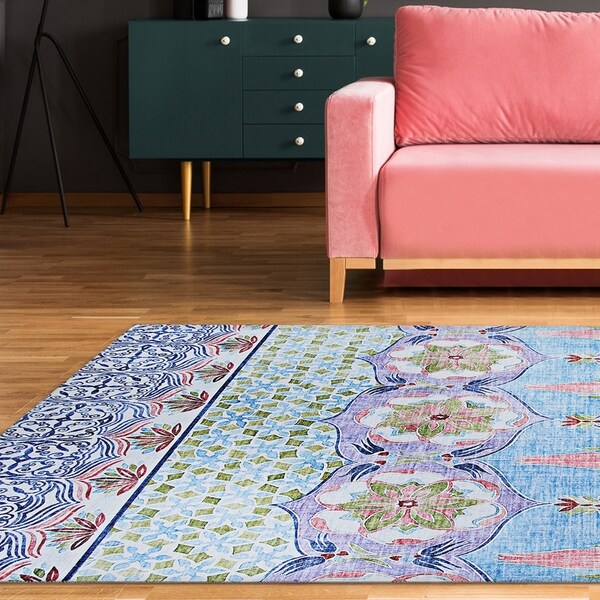 Toulouse Alstromeria Denim Area Rug