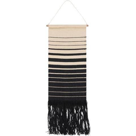 Marwa Hand Woven Jute and Wood 18" x 38" inch Modern Tapestry - 18" x 38"