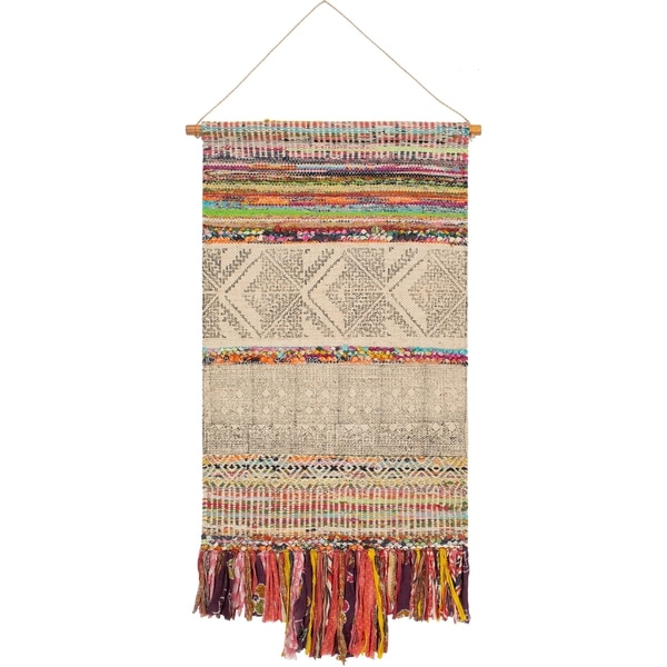 Shumba Hand Woven Jute, Cotton and Polyester 29" x 48" inch Bohemian/Global Tapestry - 29" x 48"