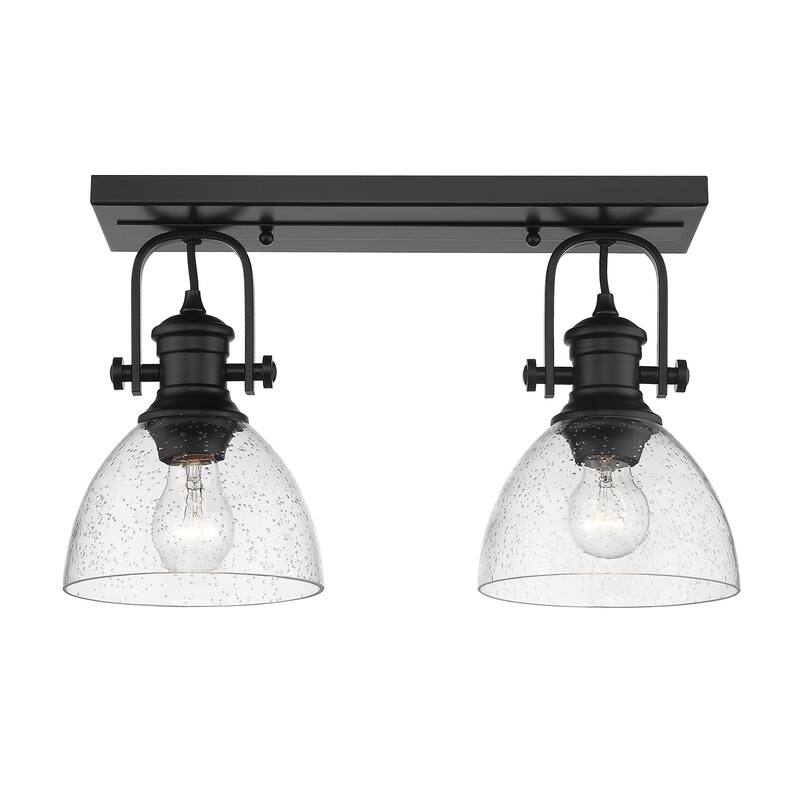 Hines 2 Light Semi-Flush - Matte Black with Seeded Glass