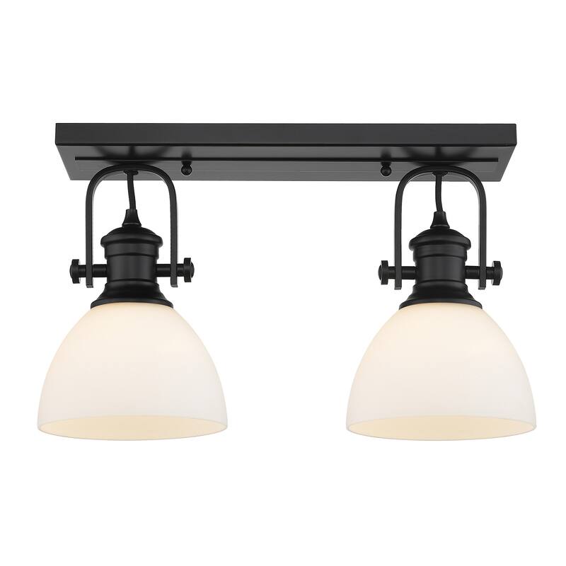 Hines 2 Light Semi-Flush - Matte Black with Opal Glass