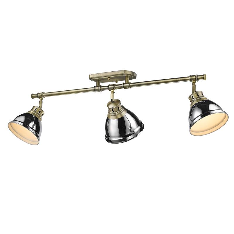 Duncan Semi-Flush - Track Light - Aged Brass with Chrome