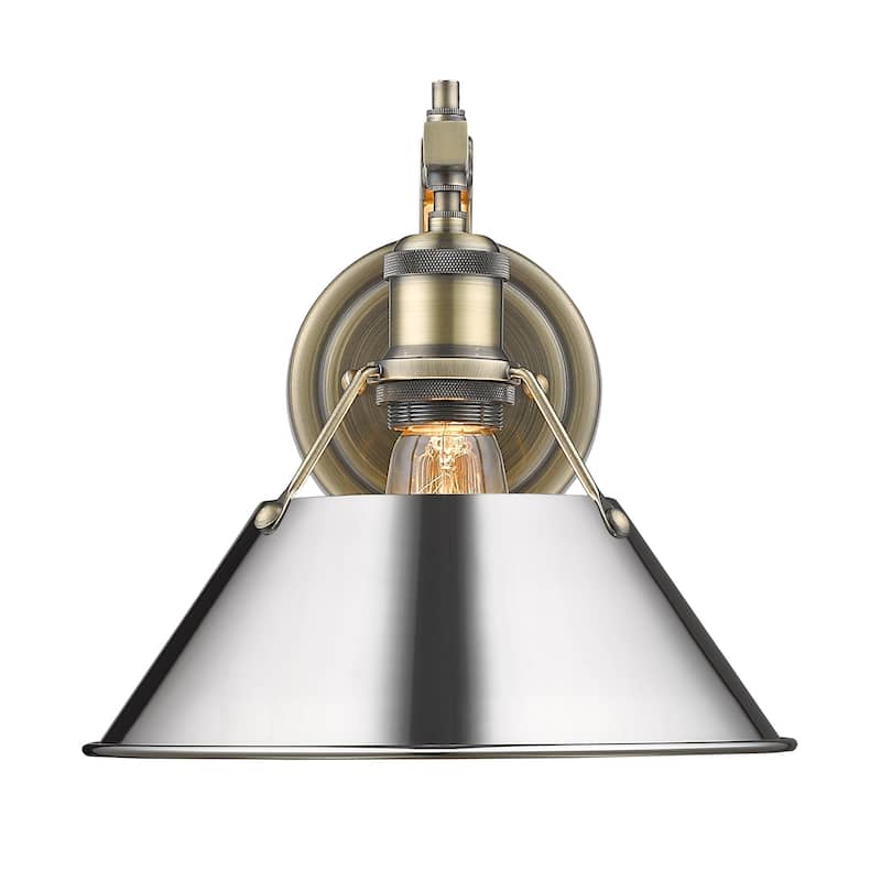 Orwell 1-light Conical Metallic Wall Sconce - Aged Brass with Chrome