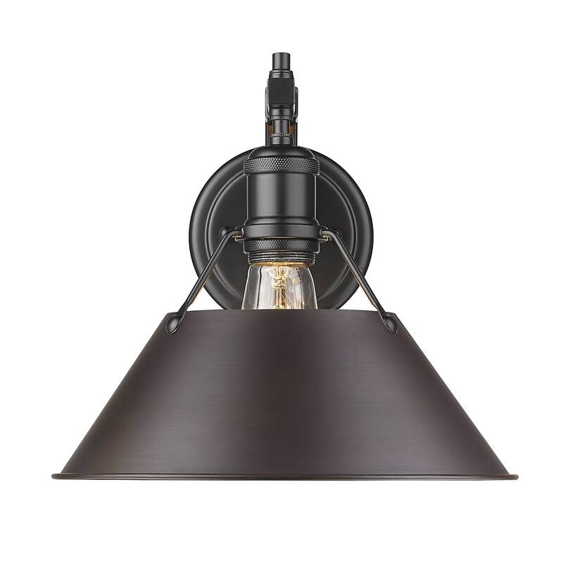 Orwell 1-light Conical Metallic Wall Sconce - Matte Black with Rubbed Bronze