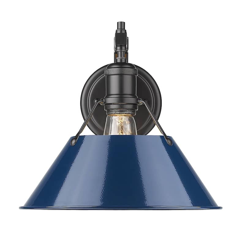 Orwell 1-light Conical Metallic Wall Sconce - Matte Black with Matte Navy