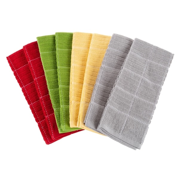 KitchenAid Hand Dish Towel Kitchen Cloth Set of 2 Yellow Stripes 100%  Cotton