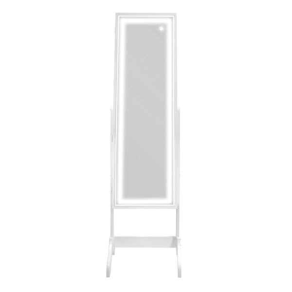 American Art Decor Jewelry Cabinet Armoire With Light Up Touch Screen Led Vanity Mirror Free Standing Pink On Sale Overstock 29804637 Full length adjustable glass mirror surrounded by 18 battery powered led lights. usd