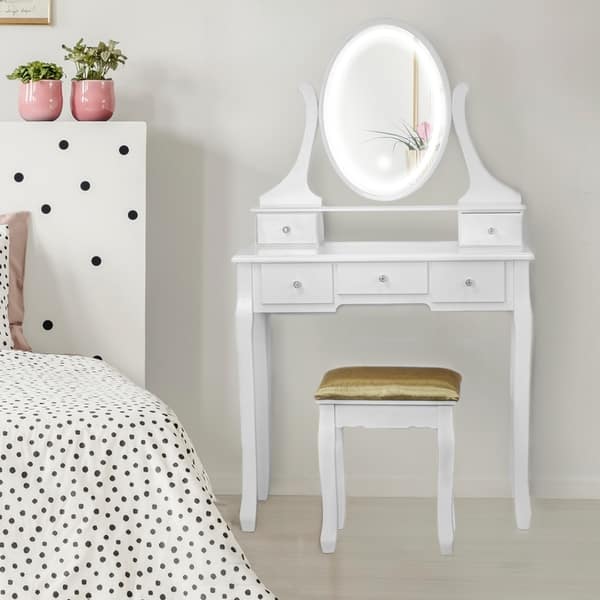 Shop American Art Decor Makeup Vanity Table Set With Light Up