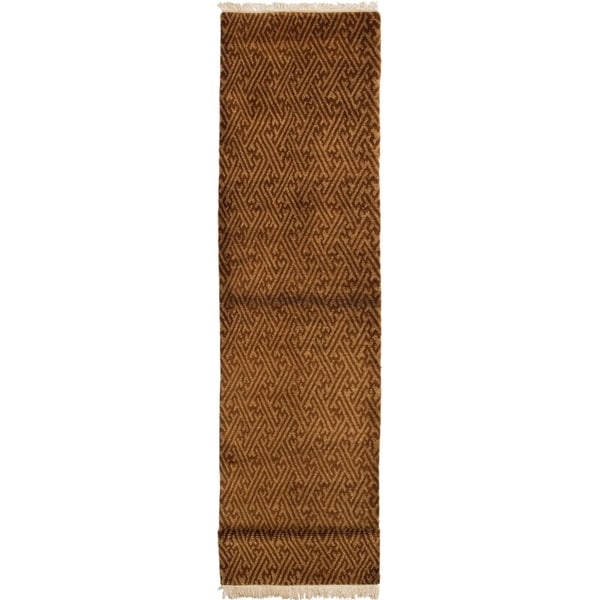 Hand-knotted Kathmandu Brown Wool Rug ECARPETGALLERY - 2'7 x 13'9