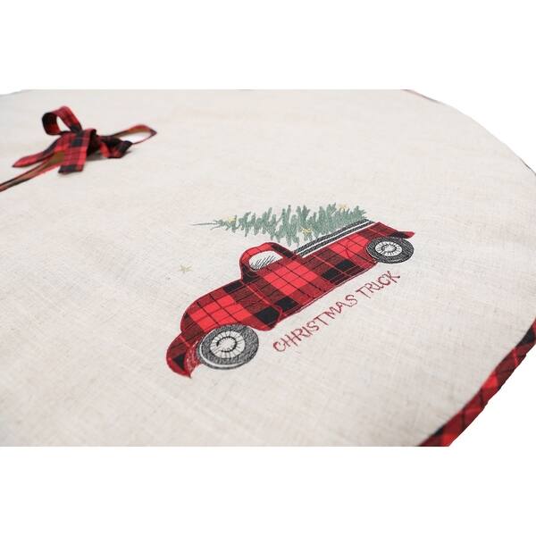 Shop Vintage Tartan Truck With Christmas Tree Tree Skirt 56 Rd Jute 56 Round Overstock 29805093