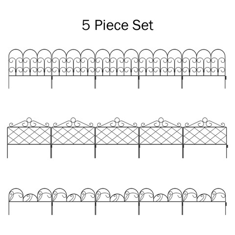 Pure Garden Metal Garden Fencing (Set of 5)