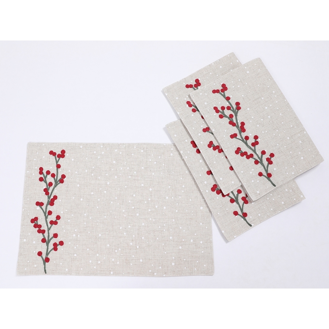 Christmas Holly Berry Single Cotton Placemat 