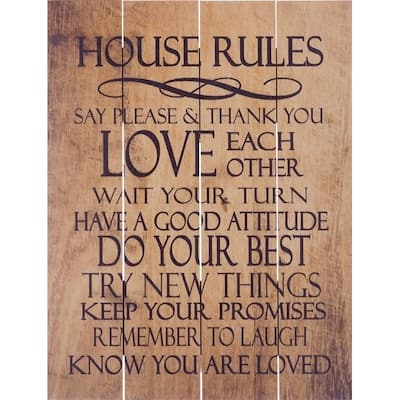 Wood Pallet Art - House Rules - Brown