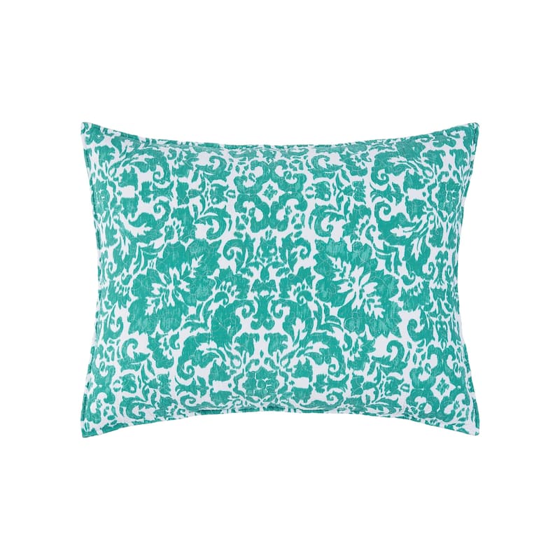 Madison Aqua Blue White Cotton Quilt Set