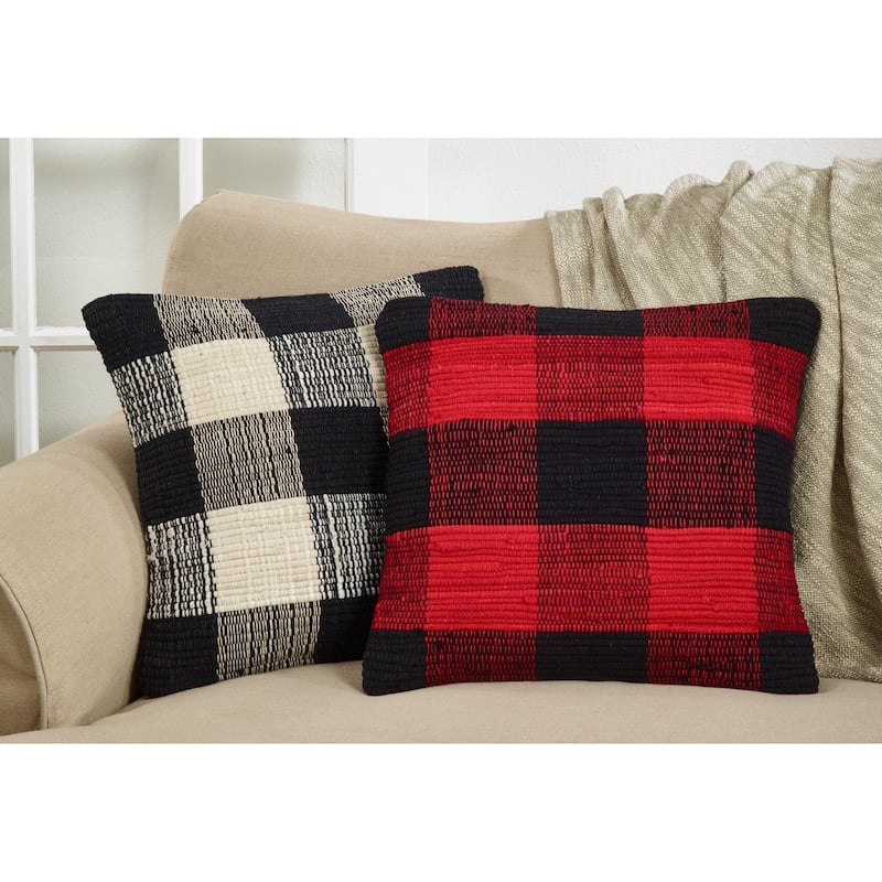 Woven Chindi Buffalo Plaid Throw Pillow