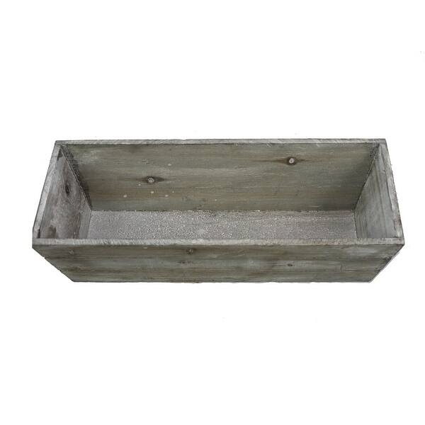 14" Grey wash triple rectangle wood planter