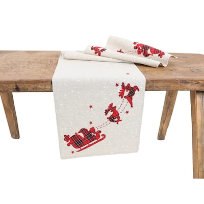 Applique Tartan Christmas Table Runner 16 by 36-Inch