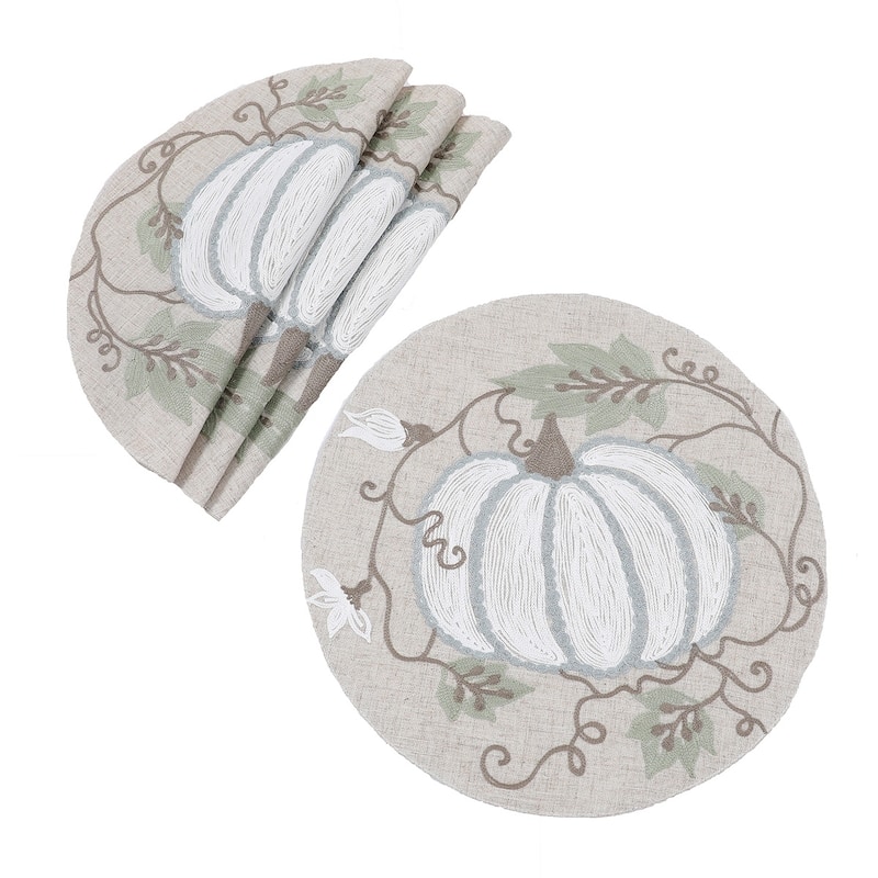 Harvest Pumpkins And Vines Fall Placemats 14"x20", Set of 4 - 14"x20"