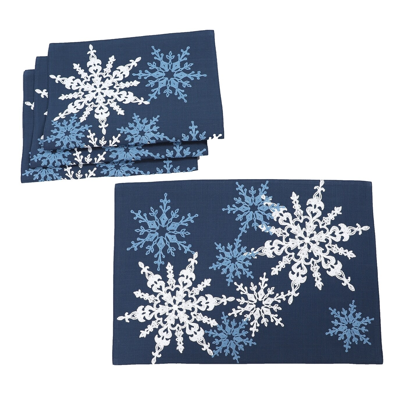Christmas Theme Linen Placemats Blue White Striped Snowflake - Temu