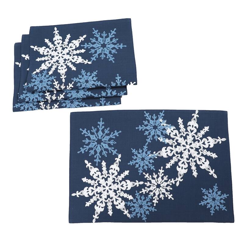 Magical Snowflakes Christmas Placemats 14"x20", Set of 4, Red