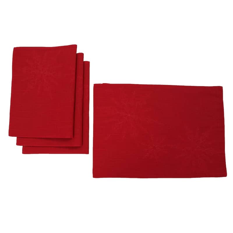 Magical Snowflakes Christmas Placemats 14"x20", Set of 4, Red