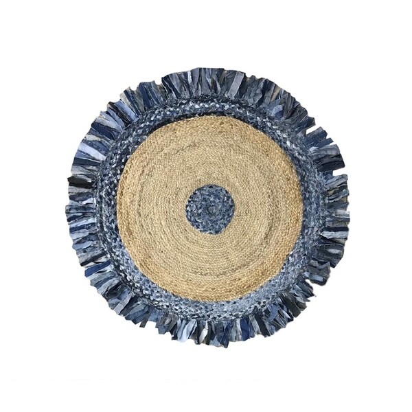 Denim Jute Braid Round shape Area Rug Available in Multiple Size and Colors