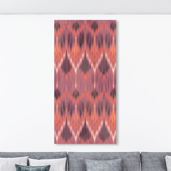 Oliver Gal '18584 Coral Ikat Tall' Abstract Wall Art Canvas Print - Red, Brown