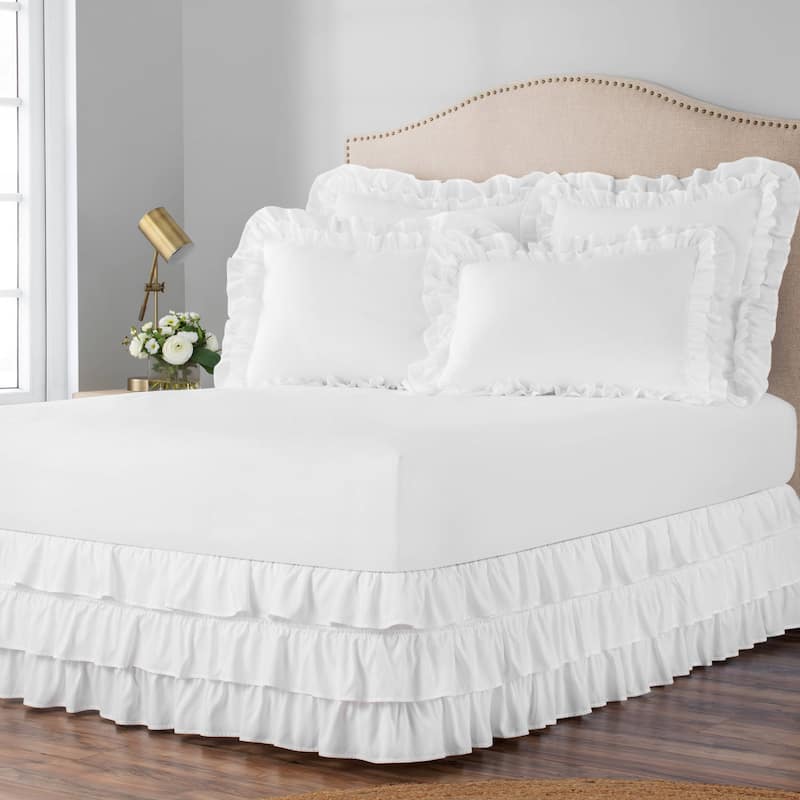 Belles & Whistles 3-Tiered Ruffle 15" Drop Bed Skirt, Twin
