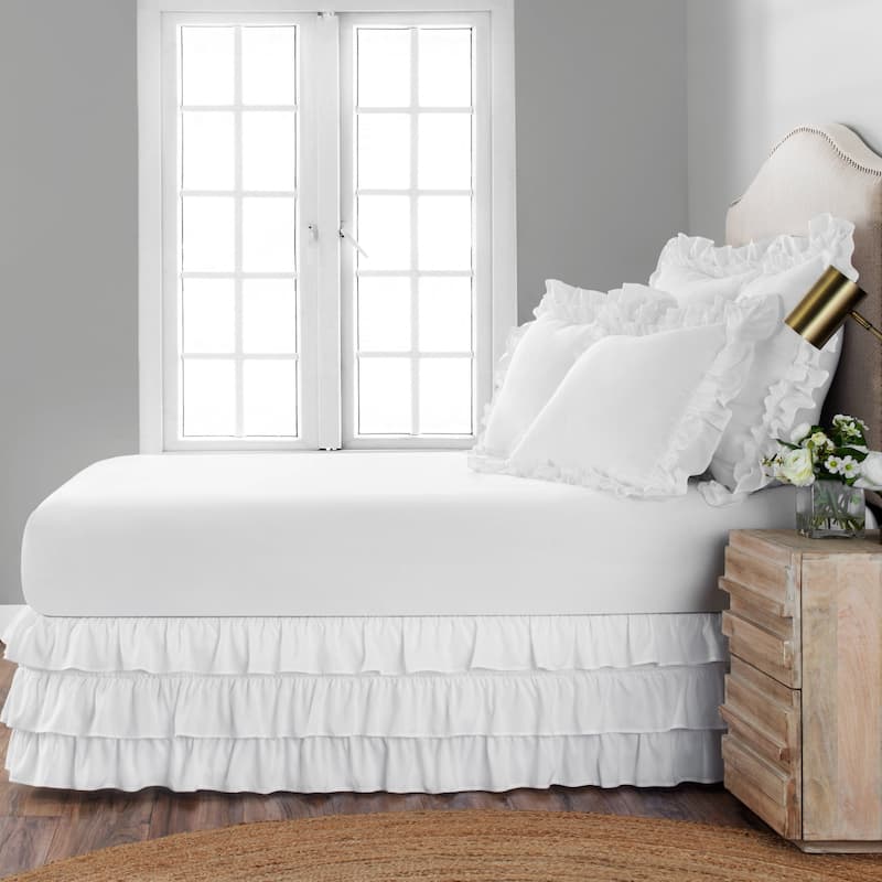 Belles & Whistles 3-Tiered Ruffle 15" Drop Bed Skirt, Twin