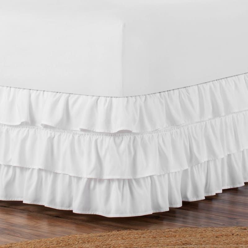 Belles & Whistles 3-Tiered Ruffle 15" Drop Bed Skirt, Twin