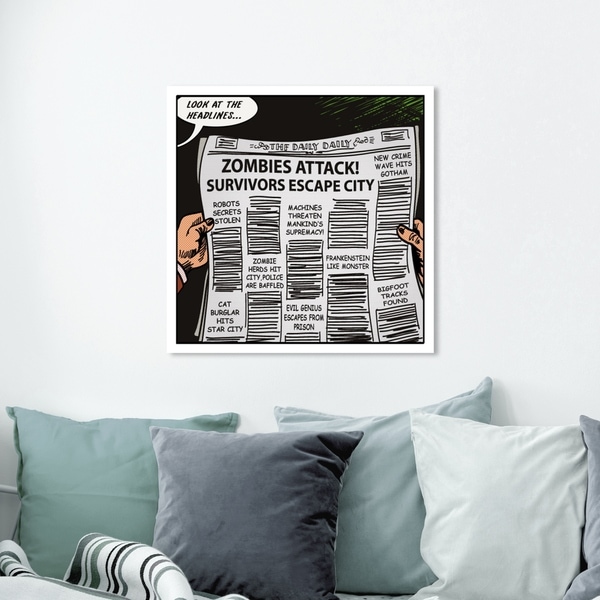 Oliver Gal ' Look At The Headlines' Advertising Wall Art Canvas Print - Black, White