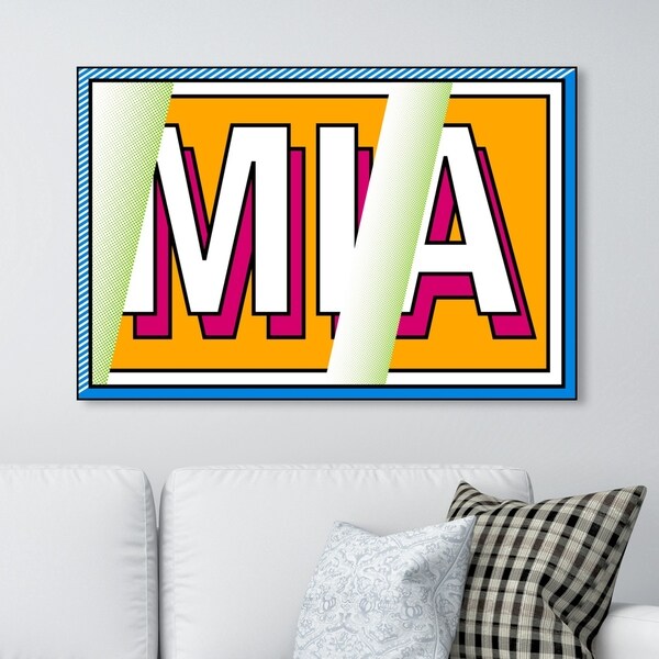 Oliver Gal ' M-I-A' Advertising Wall Art Canvas Print - Yellow, White