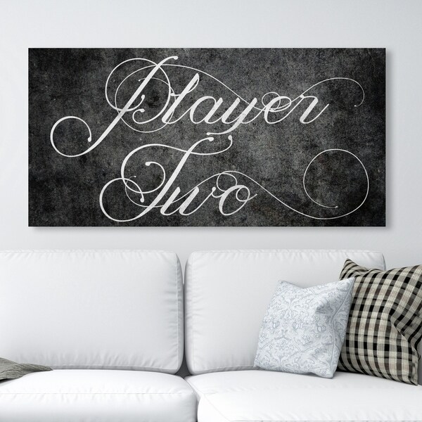 Oliver Gal 'Player Two' Typography and Quotes Wall Art Canvas Print - Black, White