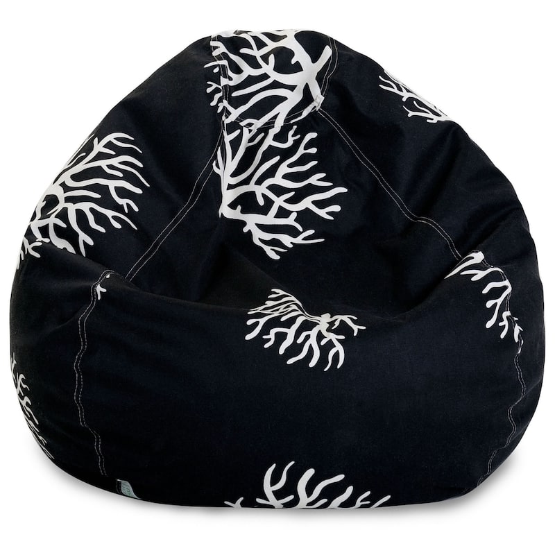 Coral Shredded Foam Bean Bag Chair - Black - 22'' H x 28'' W x 28'' D
