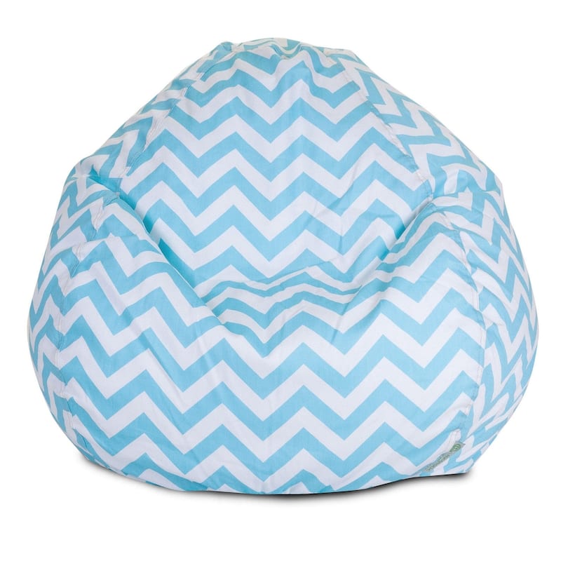 Chevron Shredded Foam Cotton Bean Bag Chair - Light Blue - Small