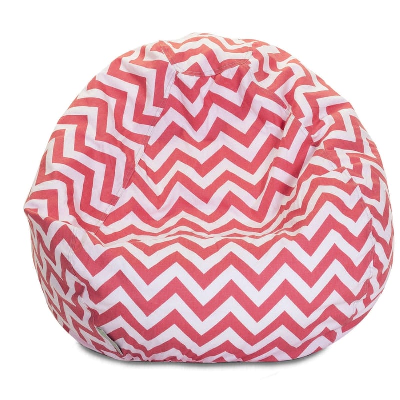 Chevron Shredded Foam Cotton Bean Bag Chair - Coral - Small