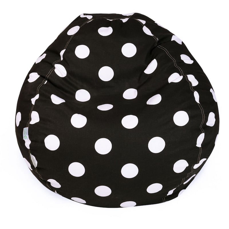 Large Polka dot Shredded Foam Bean Bag Chair - Black - 22'' H x 28'' W x 28'' D