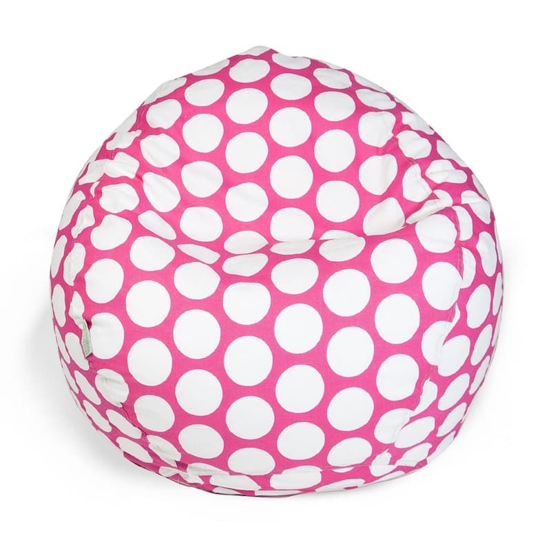 Large Polka dot Shredded Foam Bean Bag Chair - Hot Pink - 22'' H x 28'' W x 28'' D