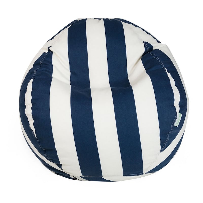 Vertical Stripe Shredded Foam Bean Bag Chair - Navy Blue/Cream - Small