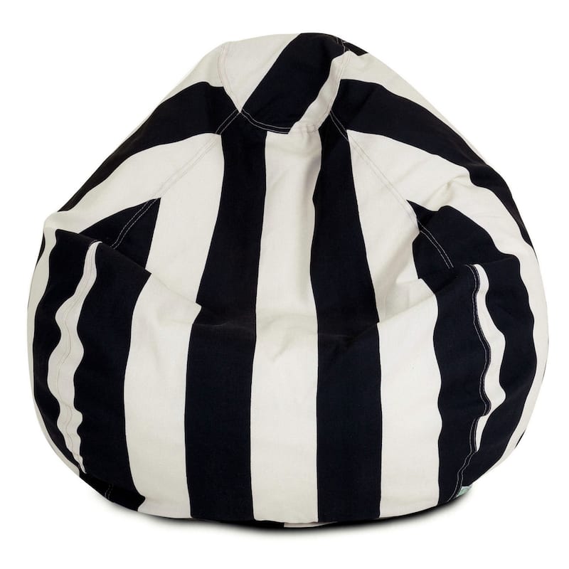 Vertical Stripe Shredded Foam Bean Bag Chair - Black/Cream - Small