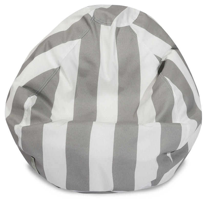 Vertical Stripe Shredded Foam Bean Bag Chair - Gray/Off White - Small