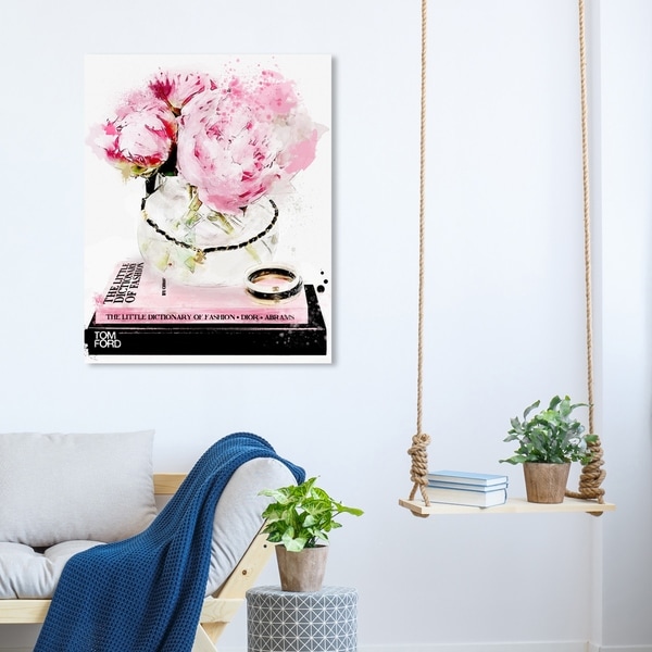 Oliver Gal 'Elegant Morning' Floral and Botanical Wall Art Canvas Print - Pink, Black