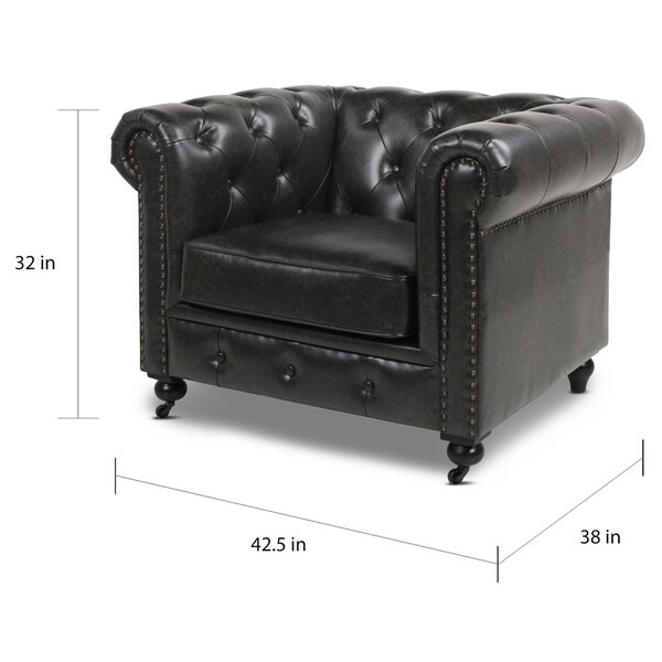 Copper Grove Winston Tufted Scroll Arms Chesterfield Armchair
