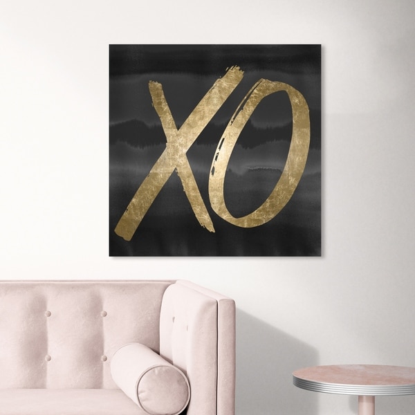Oliver Gal 'XO Black' Typography and Quotes Wall Art Canvas Print - Gold, Black
