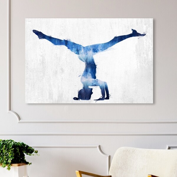 Oliver Gal 'Sirasana II' People and Portraits Wall Art Canvas Print - White, Blue