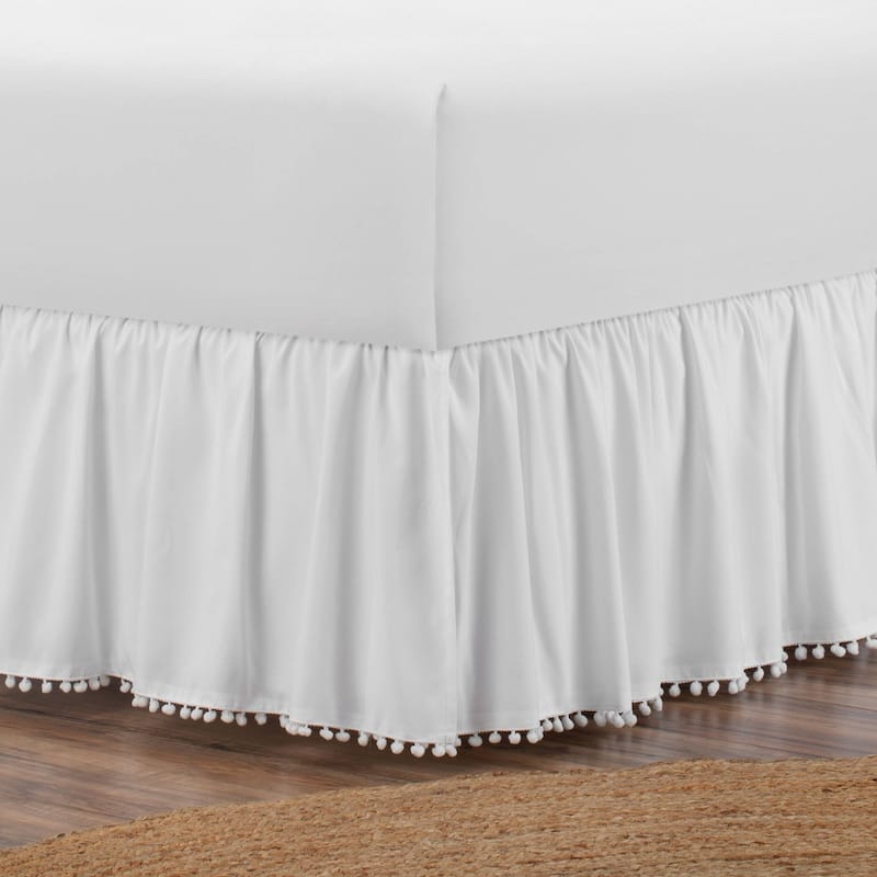 Belles & Whistles Pom Pom Trim 15" Drop Bed Skirt